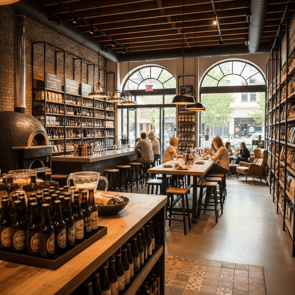 Professional photograph illustrating modern retail store interior — cover image for "How Brewpubs Are Becoming Community Hubs — And What It Means for Retail Liquor" on Intentionally Creative