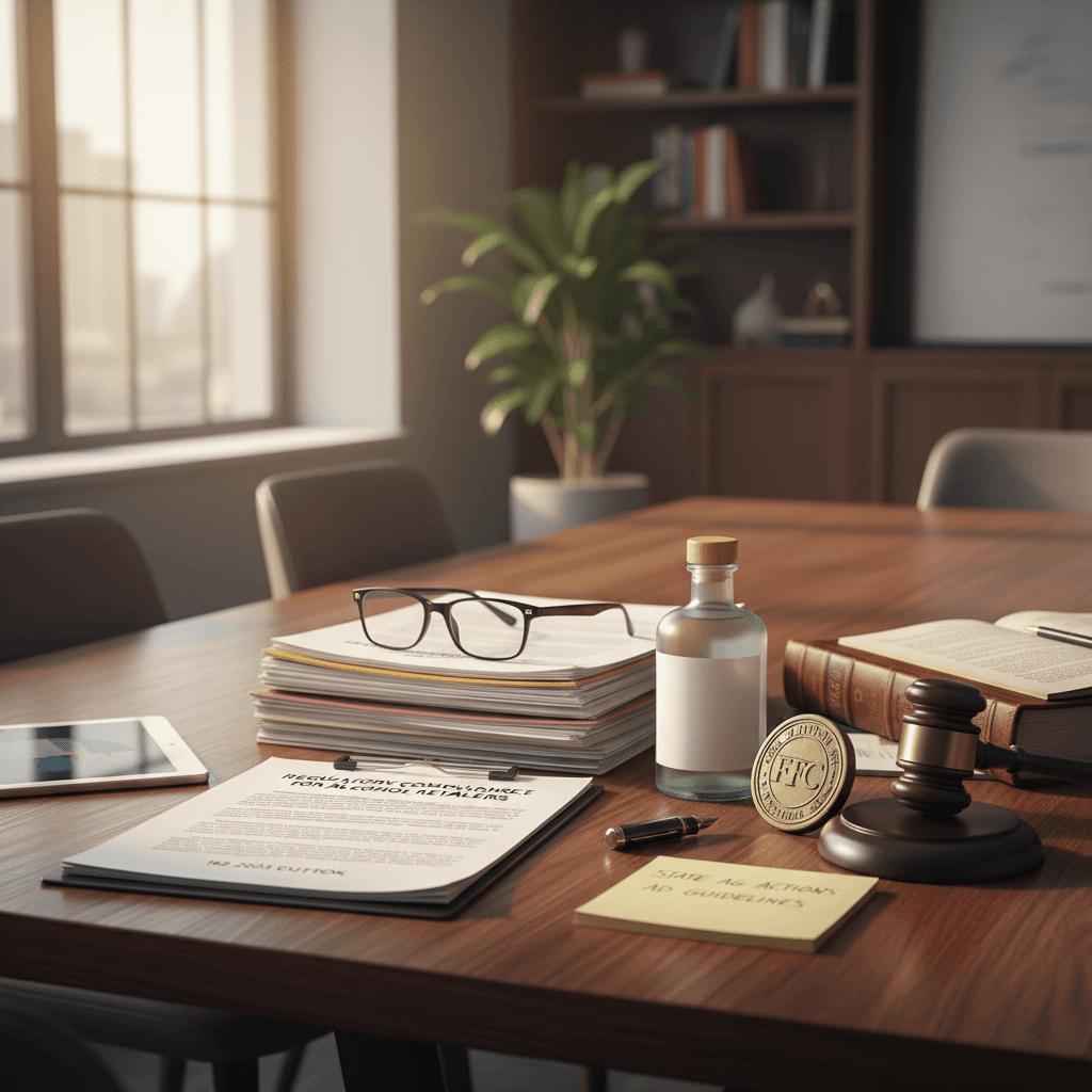 Professional photograph illustrating alcohol advertising regulations 2025 — cover image for "FTC and State AG Crackdowns on Alcohol Advertising: What Retailers Must Watch in H2 2025" on Intentionally Creative