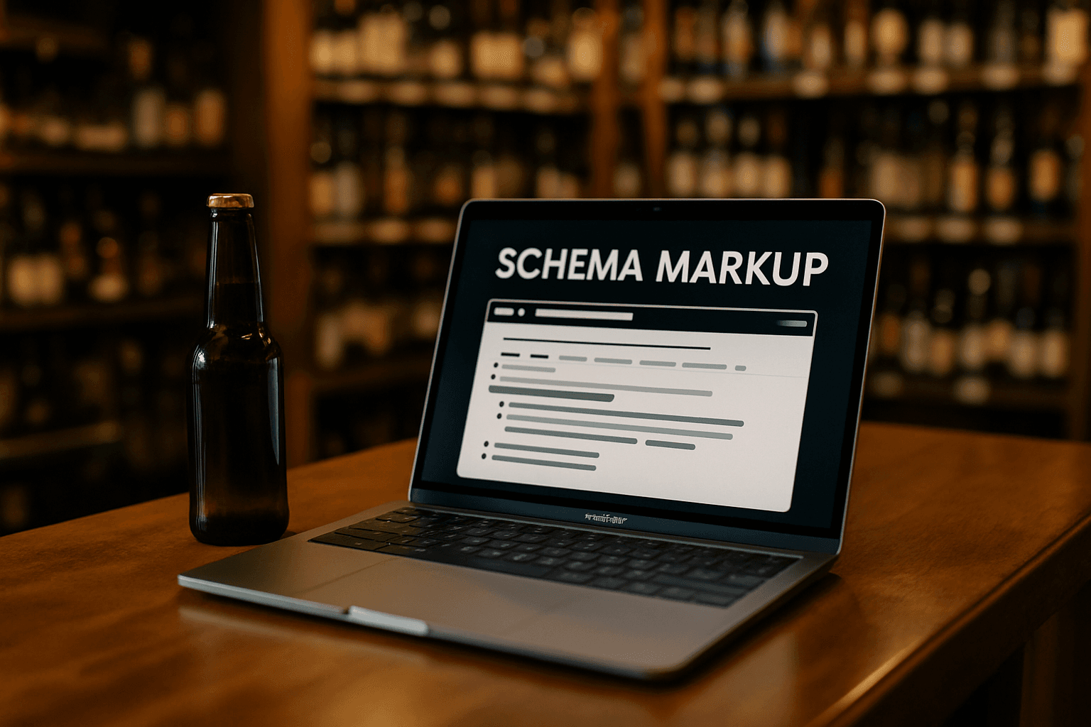 Professional photograph illustrating schema markup for liquor store websites — cover image for "Schema Markup for Liquor Store Websites: The Technical SEO Tactic Most Retailers Are Missing" on Intentionally Creative