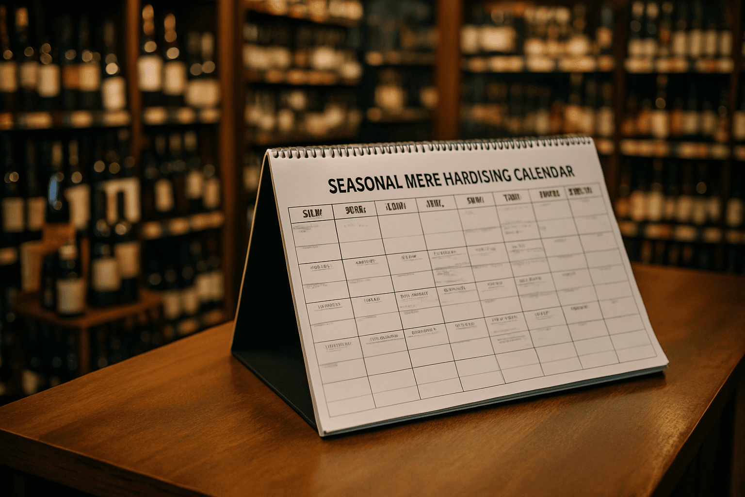 Professional photograph illustrating liquor store merchandising calendar — cover image for "How to Build a Seasonal Merchandising Calendar for Your Liquor Store: Aligning Promotions, Displays, and Digital Campaigns With Drinking Occasions Year-Round" on Intentionally Creative