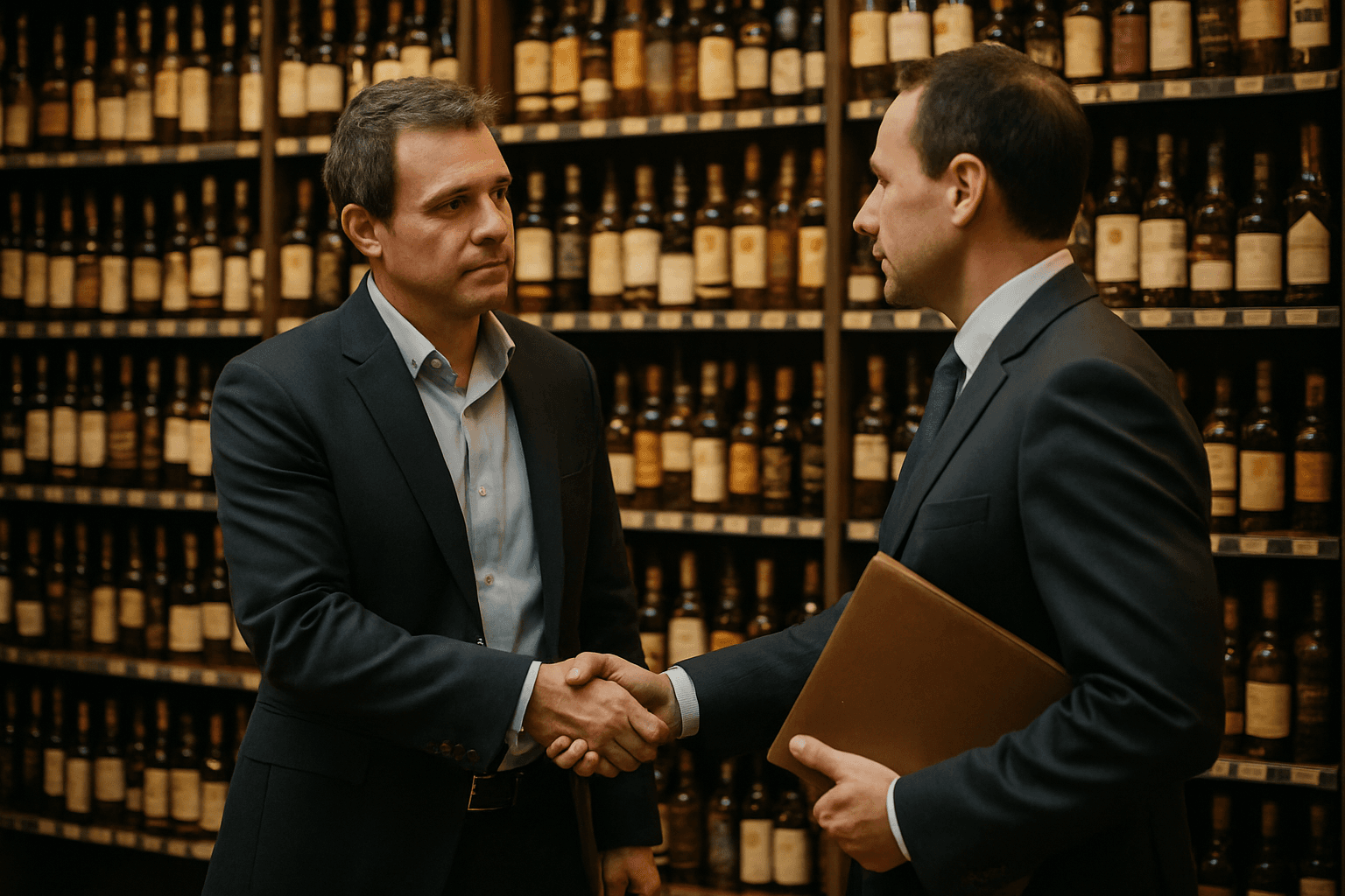 Professional photograph illustrating supplier consolidation liquor industry — cover image for "Supplier Consolidation in the Liquor Industry: How Distributor Restructuring Affects Your Store's Buying Power" on Intentionally Creative