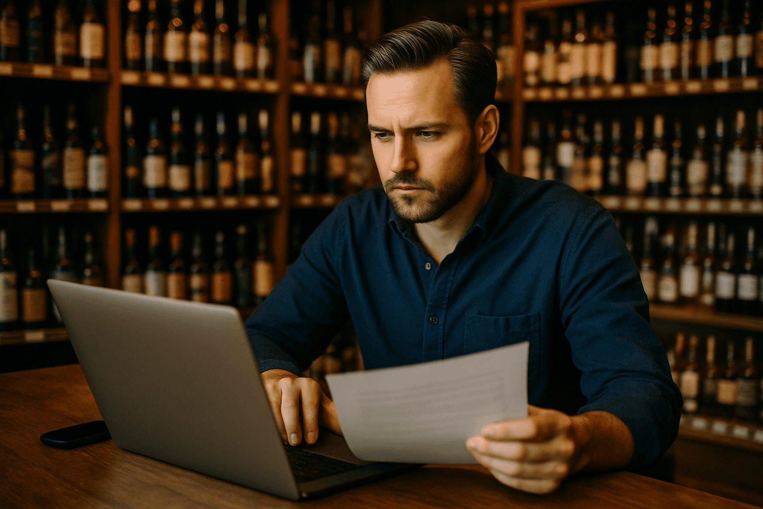 Professional photograph illustrating TTB compliance influencer marketing — cover image for "TTB Compliance Influencer Marketing: A Liquor Store Owner's Guide to Social Media Deals" on Intentionally Creative