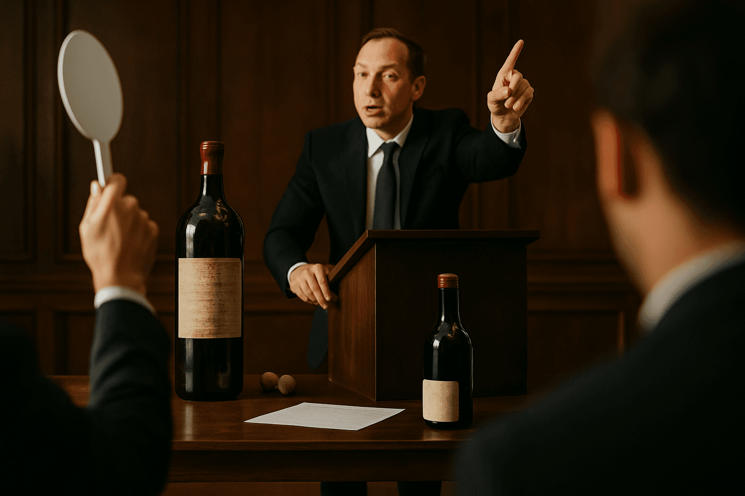 Professional photograph illustrating wine auction market — cover image for "How Fine Wine Auctions Work—and Why Liquor Stores Should Position for the Collector Market" on Intentionally Creative