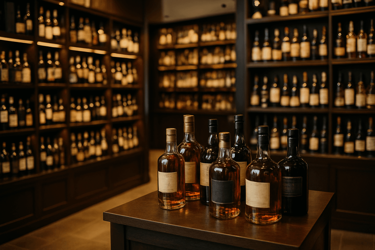 Professional photograph illustrating upscale liquor store interior with premium spirits — cover image for "Should You Hire a Liquor Store Marketing Agency? A Decision Framework for Operators" on Intentionally Creative