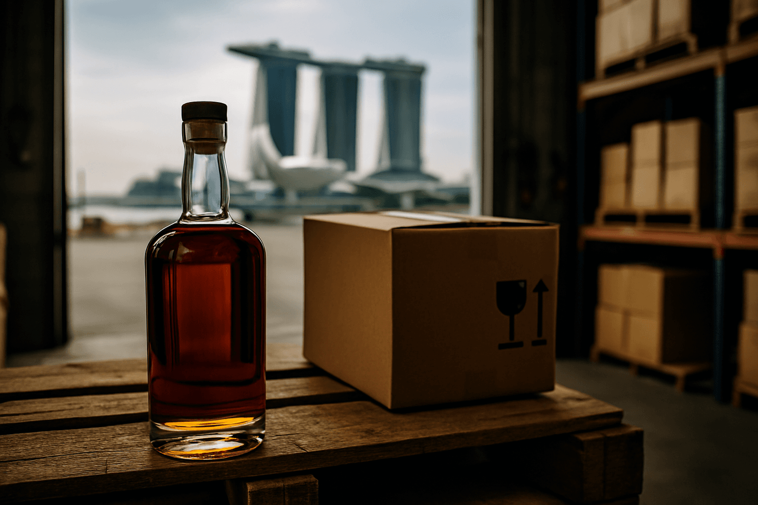 Professional photograph illustrating American whiskey Singapore export market — cover image for "American Whiskey Eyes Singapore: What Independent Liquor Stores Can Learn From Export Market Pivots" on Intentionally Creative