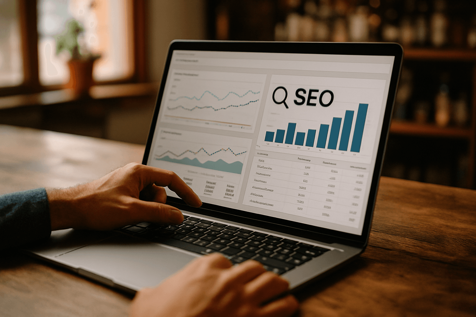 Professional photograph illustrating search engine optimization and website analytics — cover image for "7 Local SEO Tactics for Liquor Stores to Dominate 'Near Me' Searches This Year" on Intentionally Creative