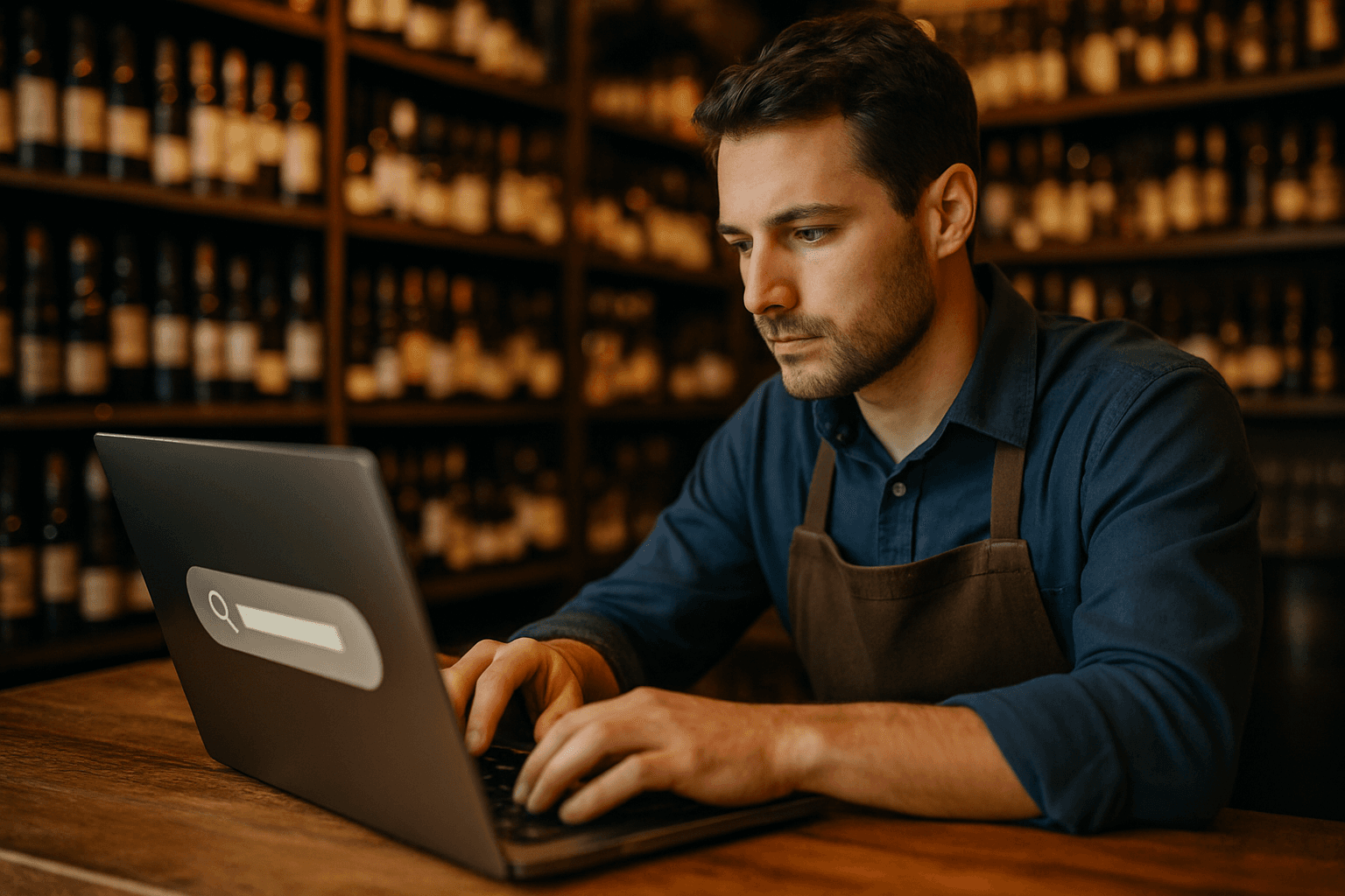 Professional photograph illustrating digital advertising and search marketing — cover image for "8 Google Ads Compliance Rules Every Liquor Store Must Follow or Risk Account Suspension" on Intentionally Creative
