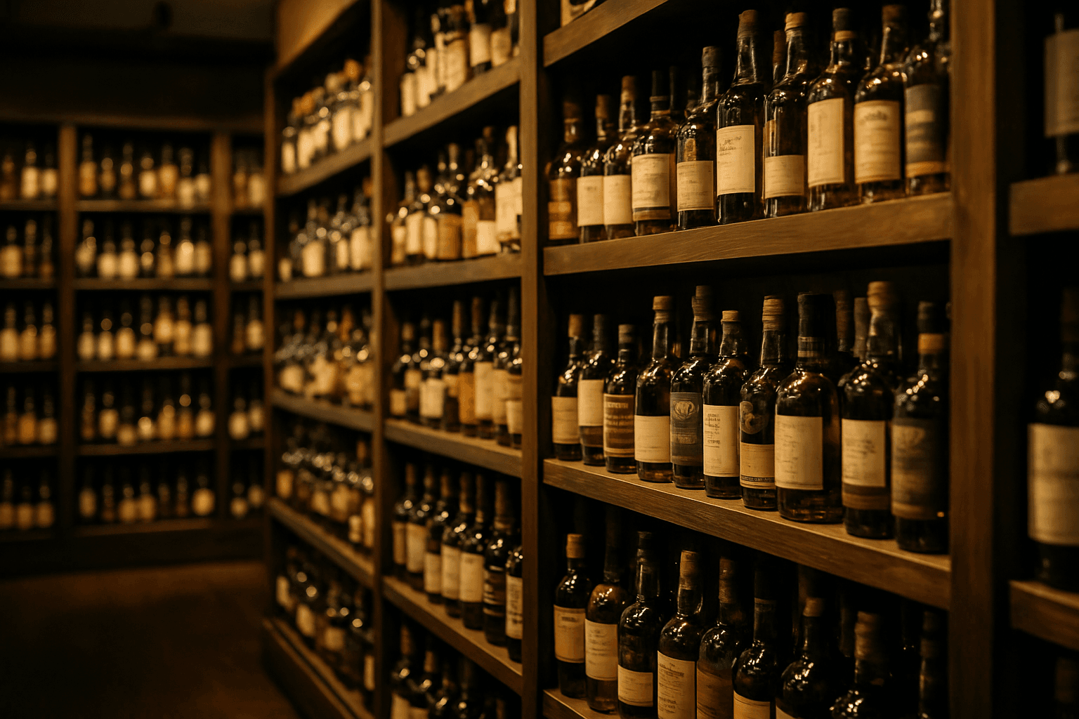 Professional photograph illustrating upscale liquor store interior with premium spirits — cover image for "The Diageo Mini Canned Cocktail Launch Signals a Major Shelf Shift: How Liquor Stores Should Respond" on Intentionally Creative