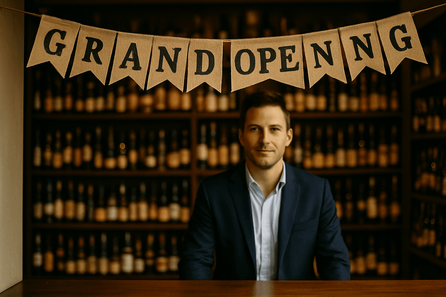Professional photograph illustrating liquor store grand opening marketing — cover image for "10 Liquor Store Grand Opening Promotion Ideas That Actually Build a Loyal Customer Base From Day One" on Intentionally Creative