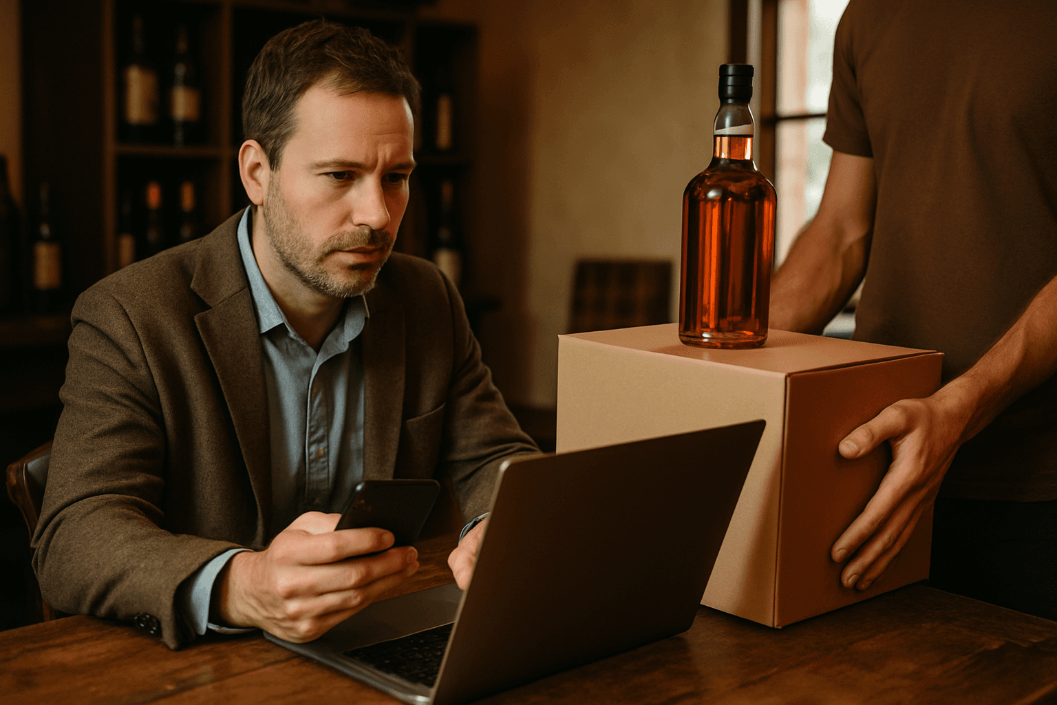 Professional photograph illustrating liquor delivery marketing — cover image for "7 Alternative Distribution Strategies for Liquor Stores After the RNDC Layoffs" on Intentionally Creative