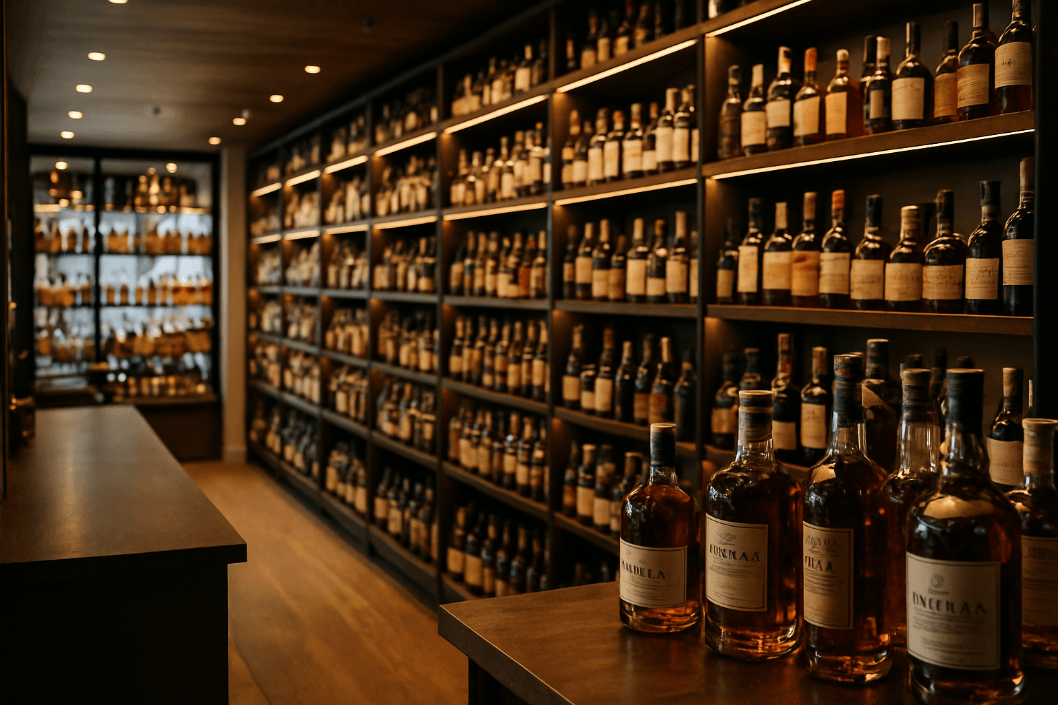 Professional photograph illustrating upscale liquor store interior with premium spirits — cover image for "10 Liquor Store E-Commerce Website Design Mistakes That Kill Online Sales (And How to Fix Them)" on Intentionally Creative