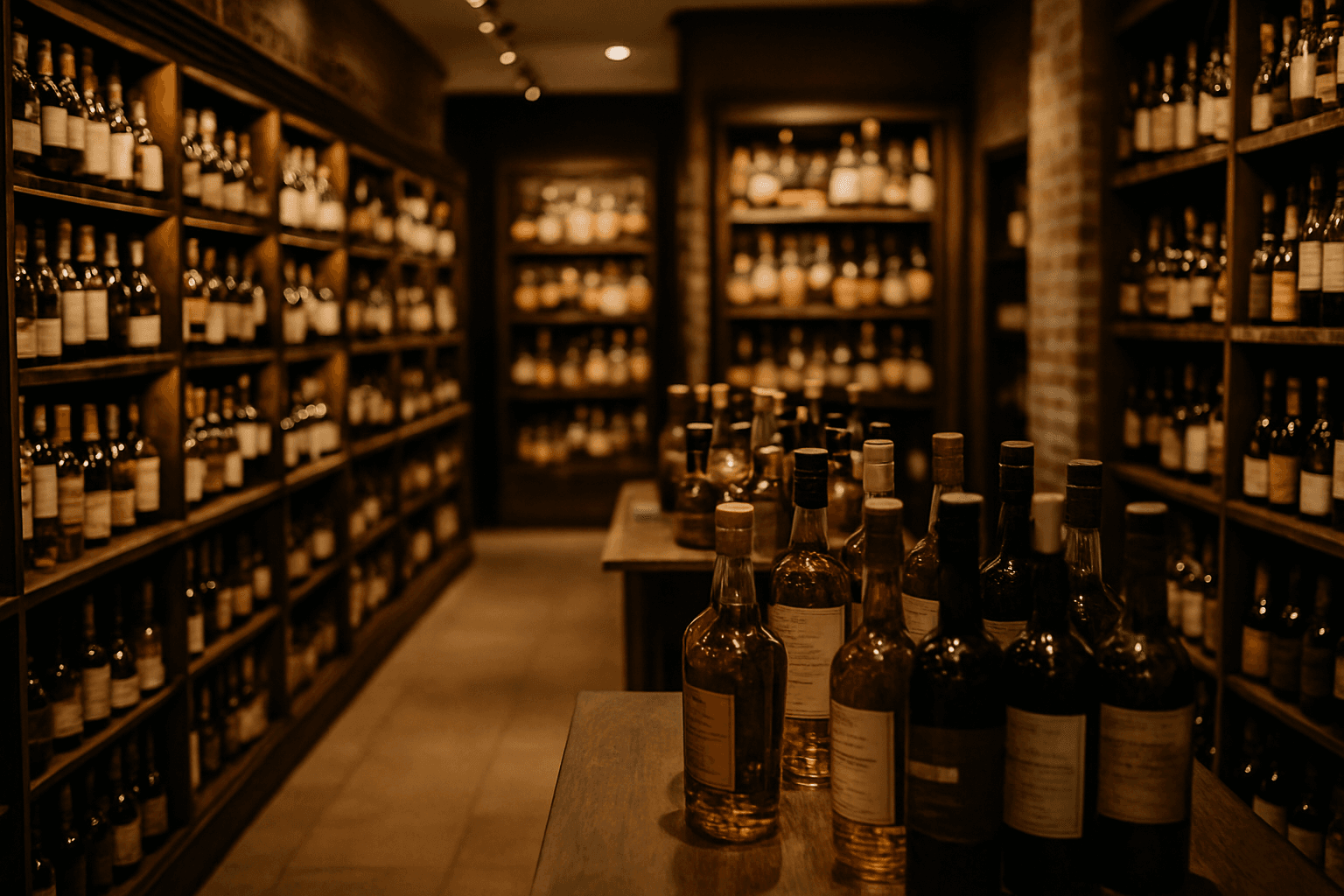 Professional photograph illustrating upscale liquor store interior with premium spirits — cover image for "12 Marketing Strategies for Liquor Stores That Actually Drive Revenue in 2026" on Intentionally Creative