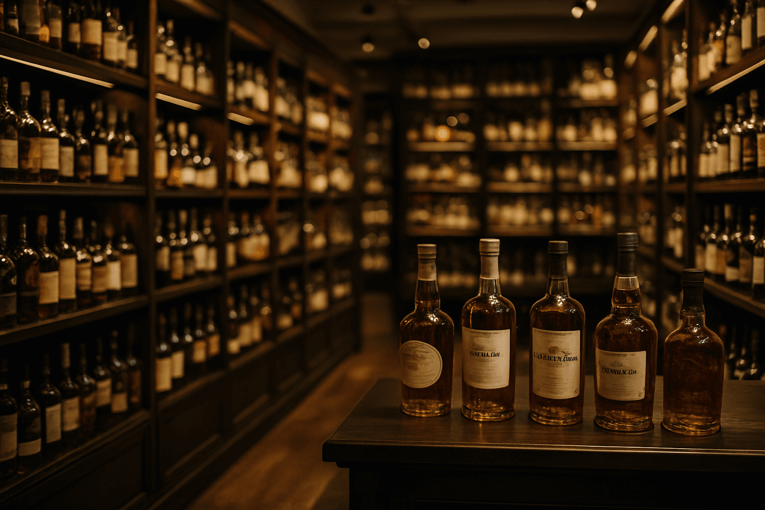 Professional photograph illustrating upscale liquor store interior with premium spirits — cover image for "7 Liquor Store Website Design Elements That Convert Visitors Into Buyers in 2026" on Intentionally Creative