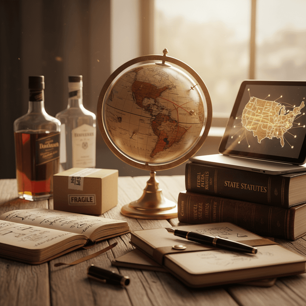 Professional photograph illustrating DTC shipping laws 2025 — cover image for "DTC Shipping Laws 2025: The State-by-State Update Every Liquor Retailer Needs Right Now" on Intentionally Creative