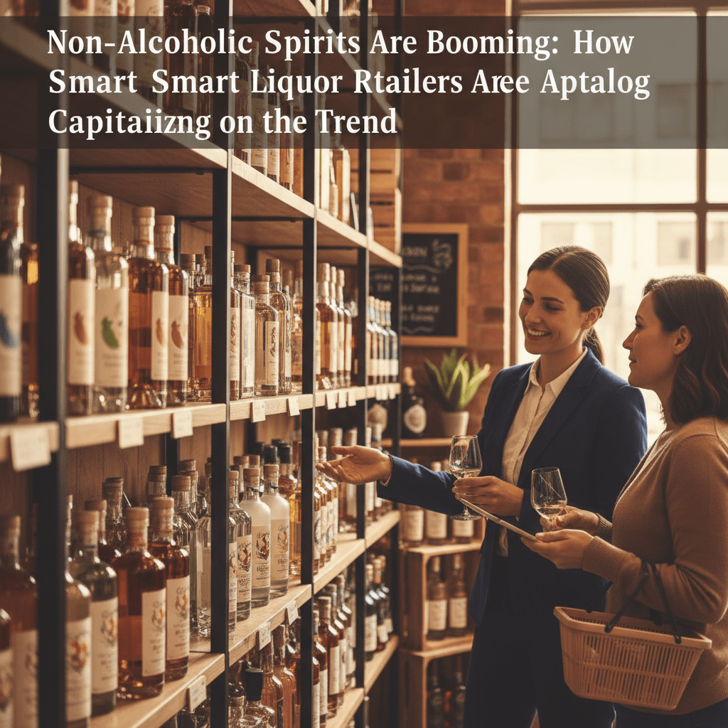 Professional photograph illustrating non-alcoholic spirits retail — cover image for "Non-Alcoholic Spirits Are Booming: How Smart Liquor Retailers Are Capitalizing on the Trend" on Intentionally Creative