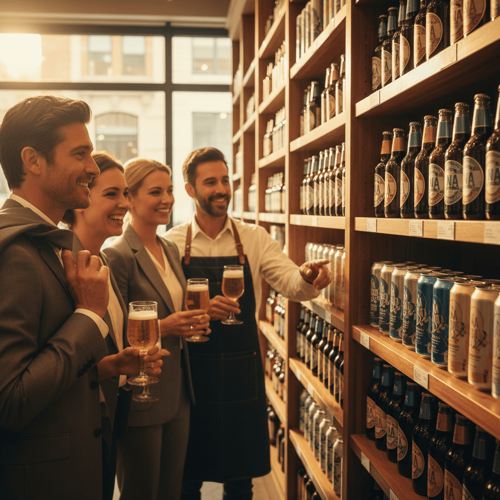 Professional photograph illustrating celebrity NA beer brands liquor retail — cover image for "Celebrity-Backed NA Beer Goes Mainstream: What the A-List Endorsement Wave Means for Liquor Retailers" on Intentionally Creative