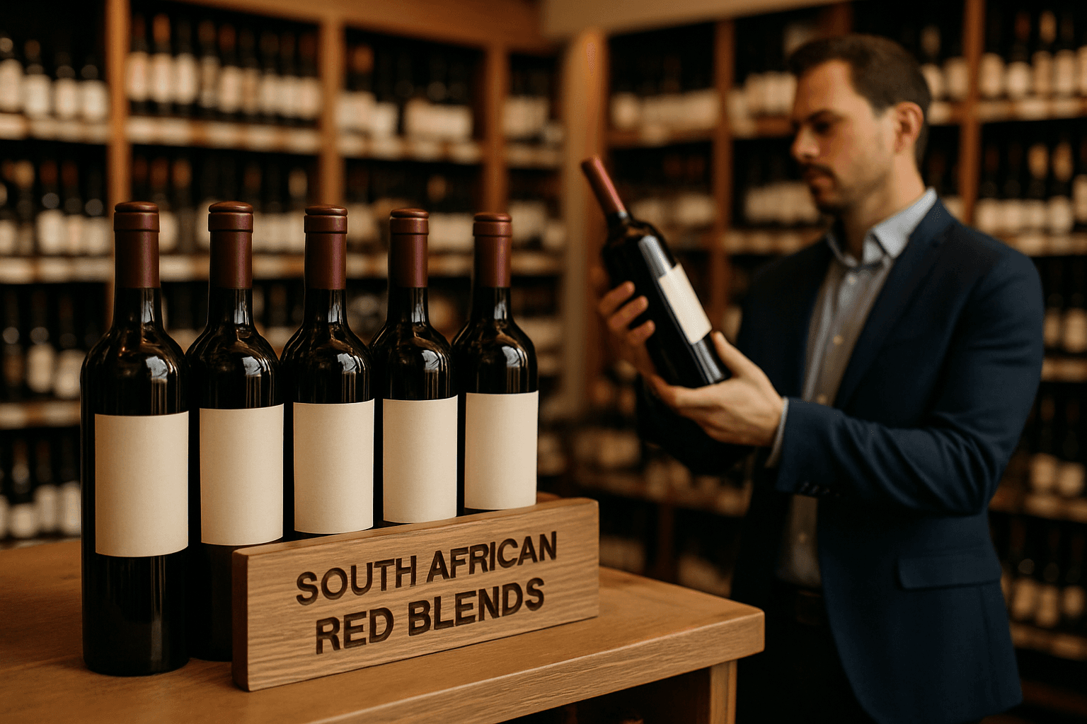 Professional photograph illustrating South African red blends wine merchandising — cover image for "South African Red Blends Are Having a Moment: How to Merchandise an Emerging Wine Region for Maximum Margin" on Intentionally Creative
