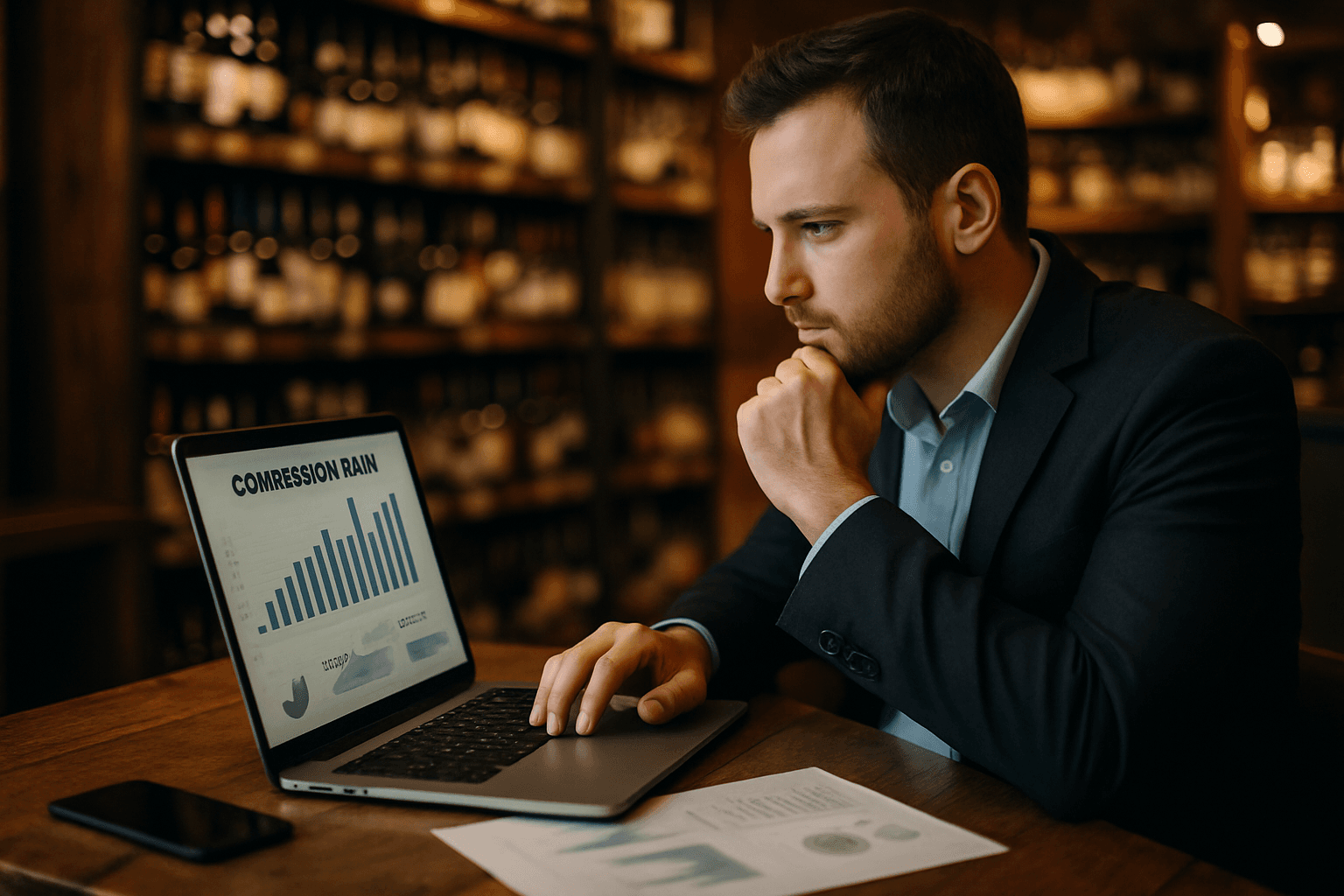 Professional photograph illustrating liquor store website conversion rate optimization — cover image for "Conversion Rate Optimization for Liquor Store Websites: 7 Quick Wins That Turn Browsers Into Buyers" on Intentionally Creative