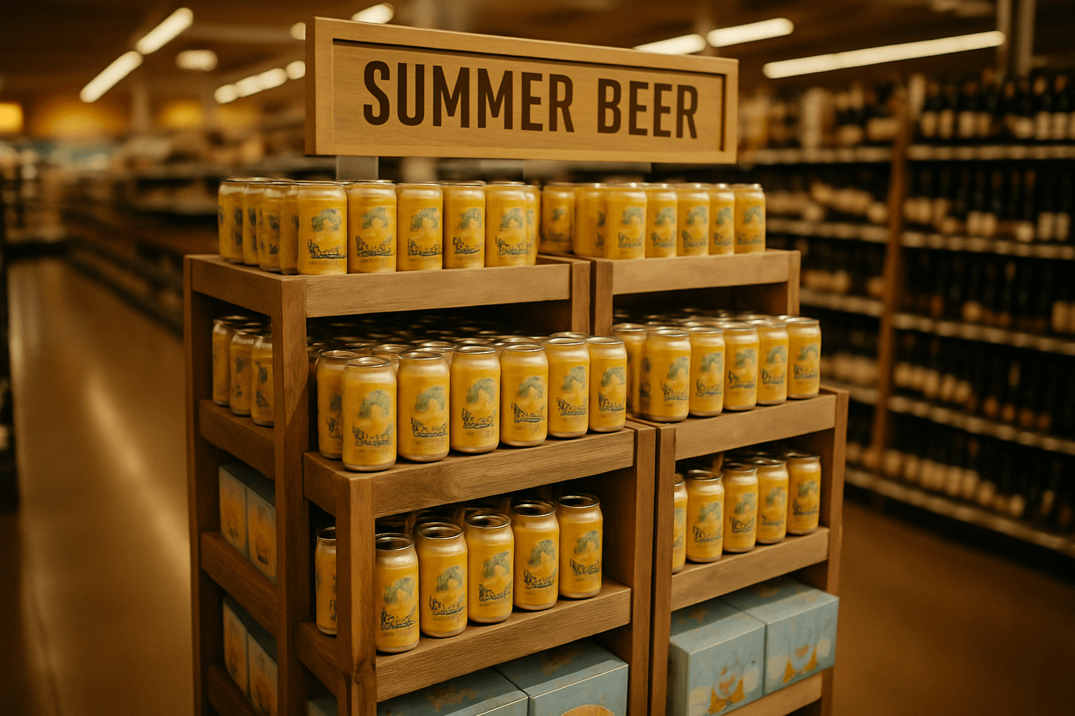 Professional photograph illustrating summer beer endcap display — cover image for "How to Build a Summer Beer Endcap Display That Maximizes Impulse Purchases (Shandy Season Edition)" on Intentionally Creative