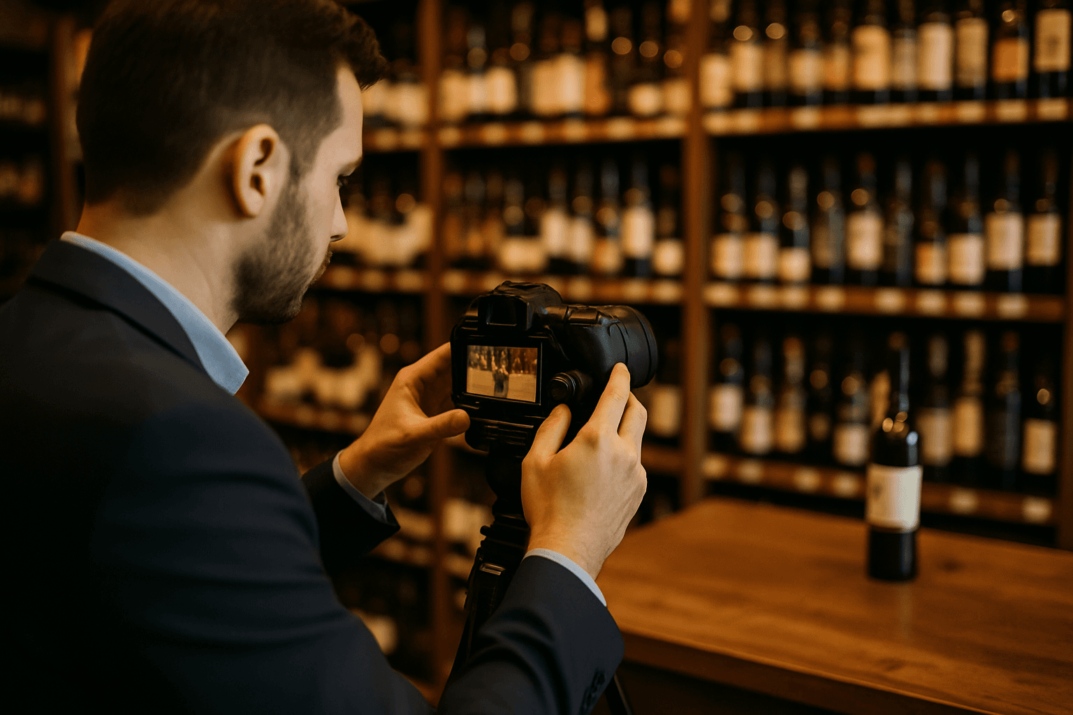 Professional photograph illustrating video marketing for liquor stores — cover image for "Video Marketing for Liquor Stores: How to Shoot Product Spotlights, Store Tours, and Tasting Notes That Actually Convert" on Intentionally Creative