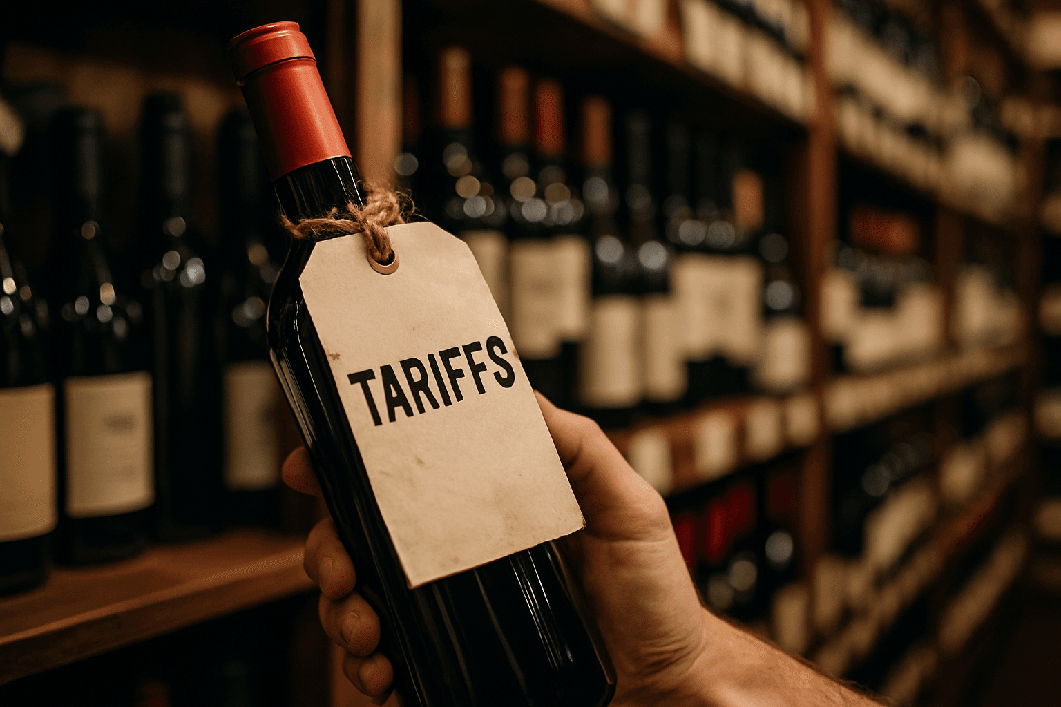Professional photograph illustrating tariffs impact on wine retail — cover image for "Are Tariffs Pushing Consumers Toward American Wines? How to Rebalance Your Domestic vs. Import Shelf Mix" on Intentionally Creative