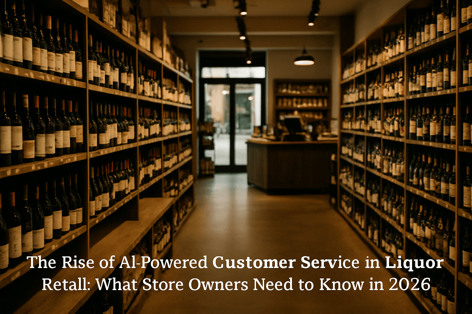 Professional photograph illustrating modern retail store interior — cover image for "The Rise of AI-Powered Customer Service in Liquor Retail: What Store Owners Need to Know in 2026" on Intentionally Creative