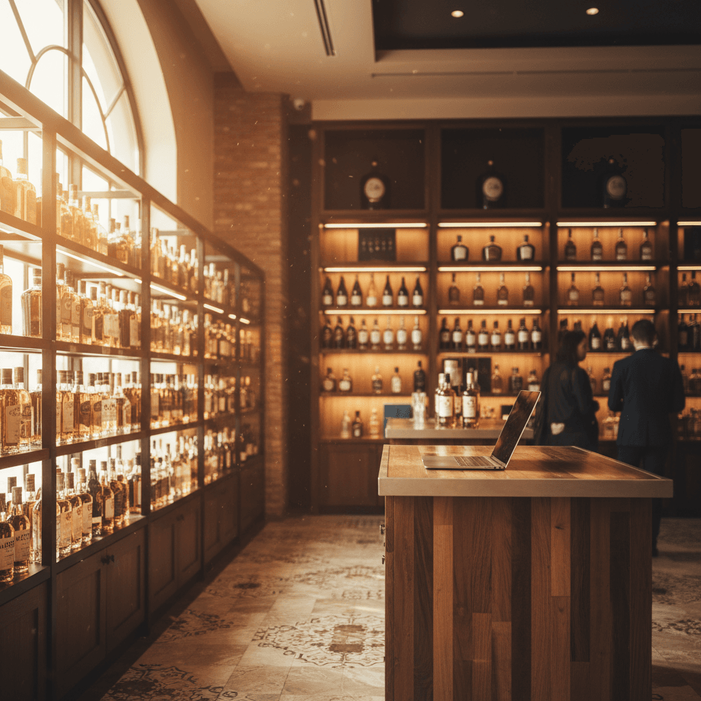 Professional photograph illustrating upscale liquor store interior with premium spirits — cover image for "How to Audit Your Liquor Store's Website for ADA Compliance Before It Becomes a Lawsuit" on Intentionally Creative