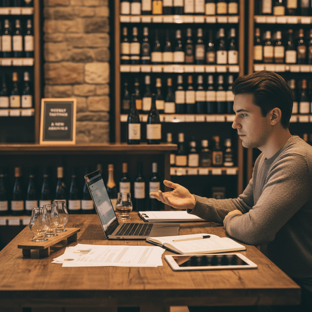Professional photograph illustrating digital marketing for beverage retail business — cover image for "How to Use Google Business Profile Posts to Promote Weekly Tastings, New Arrivals, and Store Events Without Violating Alcohol Ad Policies" on Intentionally Creative