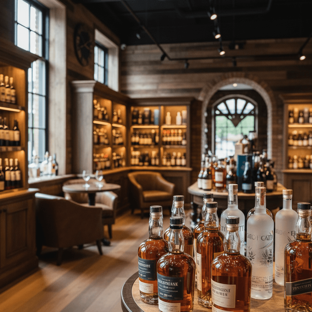 Professional photograph illustrating upscale liquor store interior with premium spirits — cover image for "How to Build an Email Welcome Sequence That Turns First-Time Liquor Store Customers Into Repeat Buyers" on Intentionally Creative