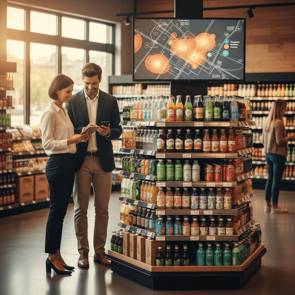 Professional photograph illustrating digital marketing for beverage retail business — cover image for "How to Use Customer Purchase Data to Build Personalized Endcap Displays That Increase Basket Size" on Intentionally Creative