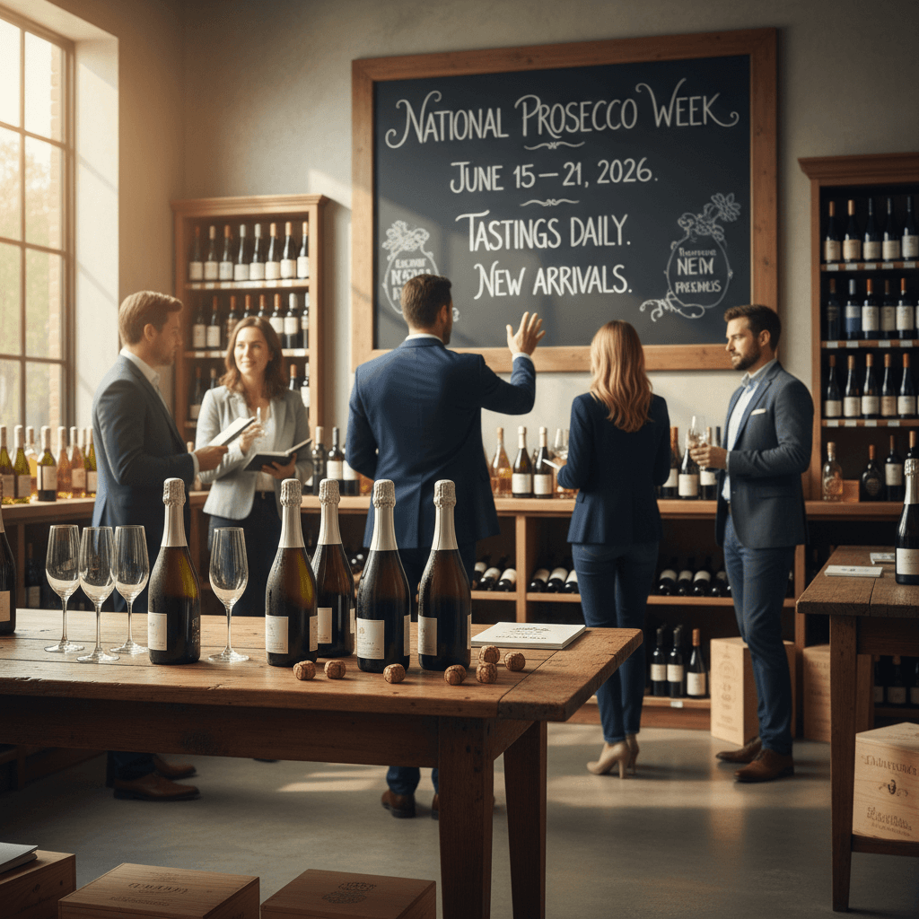 Professional photograph illustrating National Prosecco Week 2026 — cover image for "National Prosecco Week 2026 Is Coming June 15–21: How Liquor Retailers Should Plan Promotions, Tastings, and Supplier Partnerships Now" on Intentionally Creative