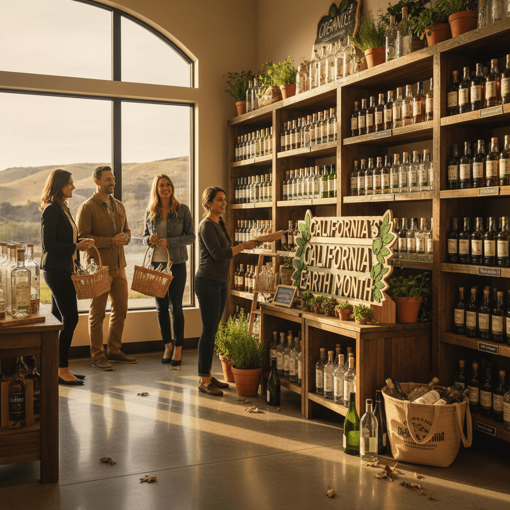 Professional photograph illustrating sustainability marketing liquor retail — cover image for "California's Down to Earth Month: How Liquor Retailers Can Ride the Sustainability Marketing Wave in April" on Intentionally Creative
