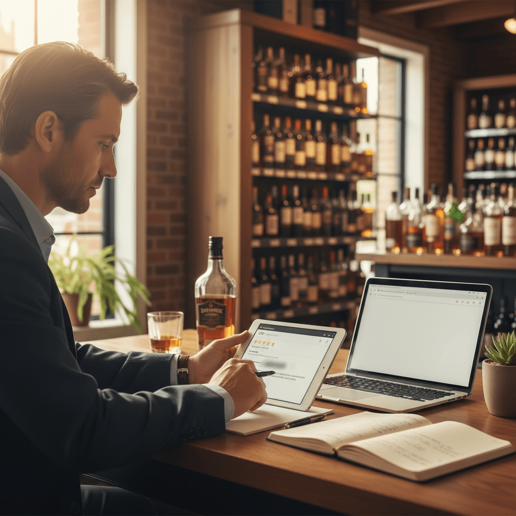 Professional photograph illustrating how to respond to negative Google reviews liquor store — cover image for "How to Respond to Negative Google Reviews for Your Liquor Store: Templates, Timing, and Reputation Tactics That Protect Your Brand" on Intentionally Creative