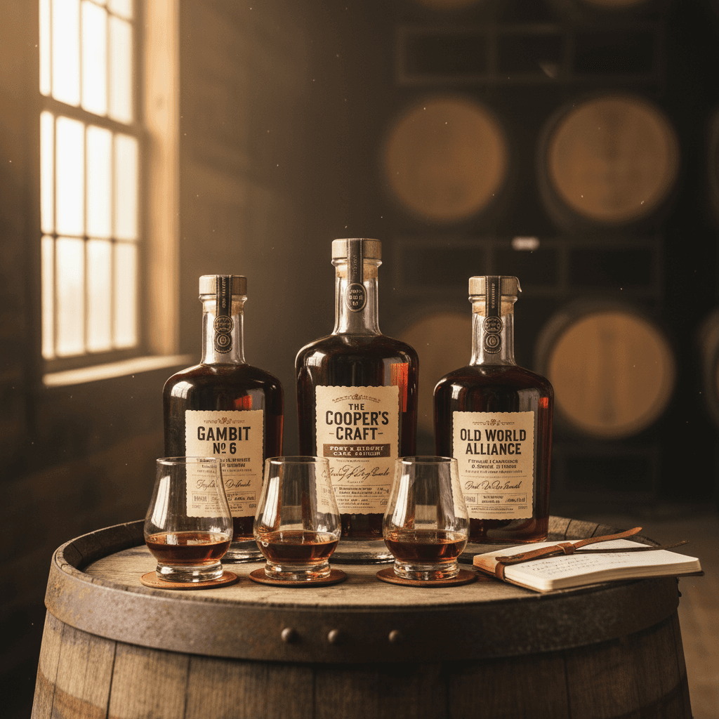 Professional photograph illustrating multi-barrel finish bourbon — cover image for "Gambit No. 6 and the Rise of Multi-Barrel-Finish Bourbons: How to Merchandise Limited-Edition Spirits That Justify Premium Price Tags" on Intentionally Creative