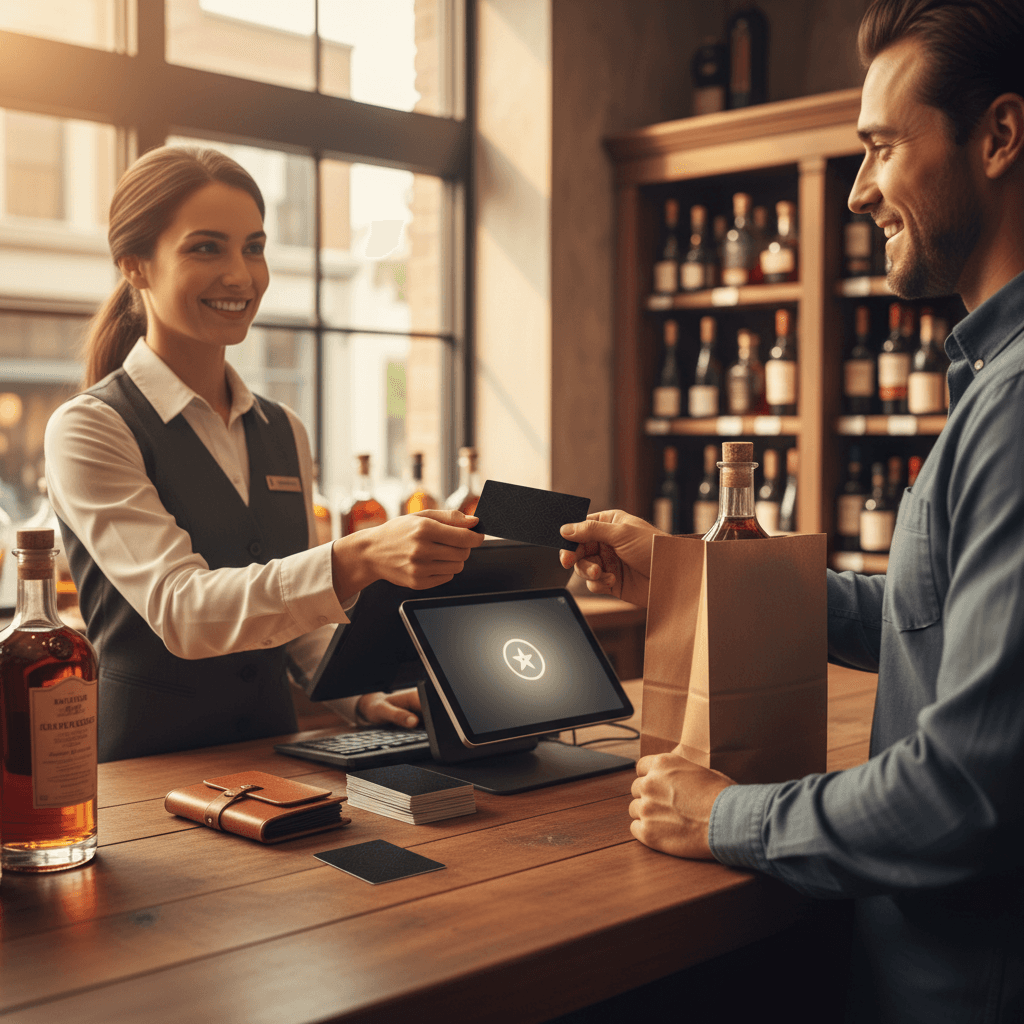 Professional photograph illustrating liquor store loyalty program — cover image for "How to Create a Liquor Store Loyalty Program: Structures, Legal Rules, and Software That Actually Work" on Intentionally Creative