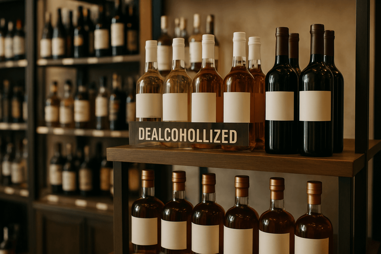Professional photograph illustrating dealcoholized wine and spirits retail — cover image for "Dealcoholized Wine and Spirits Are Becoming a Real Category: How to Stock, Merchandise, and Sell No-ABV Products Without Cannibalizing Your Core Sales" on Intentionally Creative