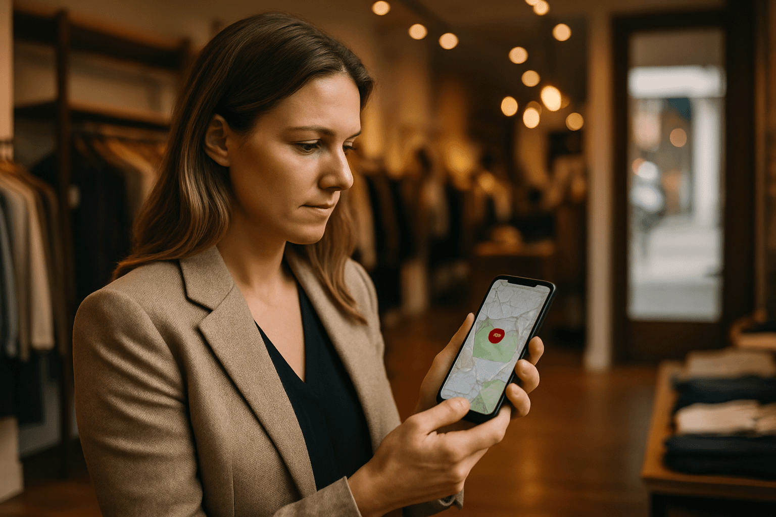 Professional photograph illustrating location-based mobile marketing for a retail store — cover image for "How to Use Geofencing to Win Customers from Nearby Bars and Restaurants: Campaign Setup, Radius Strategy, and Measuring Walk-In Conversions" on Intentionally Creative