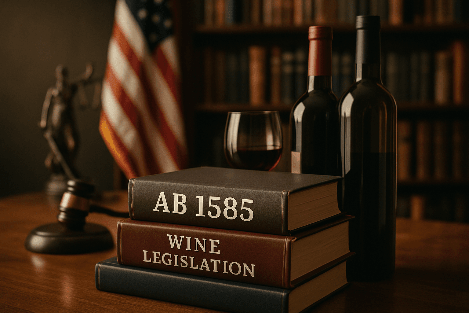 Professional photograph illustrating AB 1585 wine legislation — cover image for "AB 1585 and the Push for New American Wine Legislation: What Liquor Retailers Need to Know Now" on Intentionally Creative