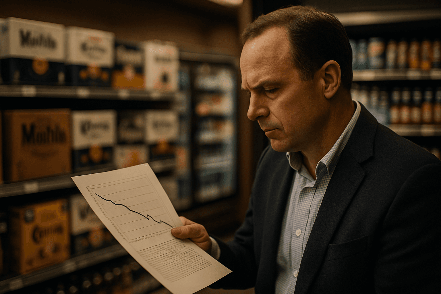 Professional photograph illustrating Constellation Brands beer shipments decline — cover image for "Constellation Brands' Beer Shipments Fell 3.8% in FY26: What Modelo and Corona's Slowdown Means for Your Store's Beer Cooler Strategy" on Intentionally Creative